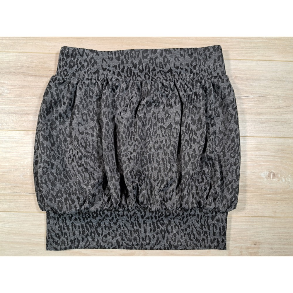 Atmosphere Womens Grey Black Leopard Print Bubble Mini Skirt Size UK 10 US 6 Y2K